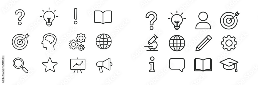 Fototapete Various icons representing learning, problem-solving, and communication displayed in a minimalist style suitable for educational purposes