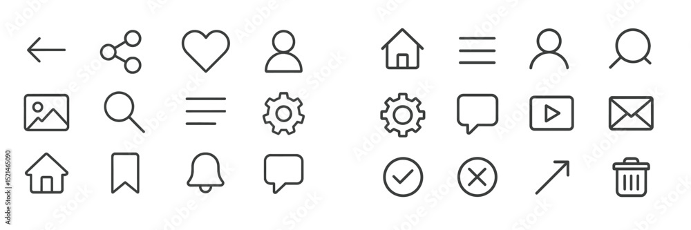Leinwandbilder collection of simple line icons representing various activities and concepts in modern digital desig