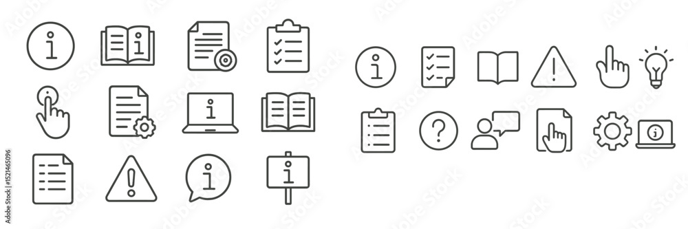 Poster Collection of various icons representing information, instructions, and communication in a digital context