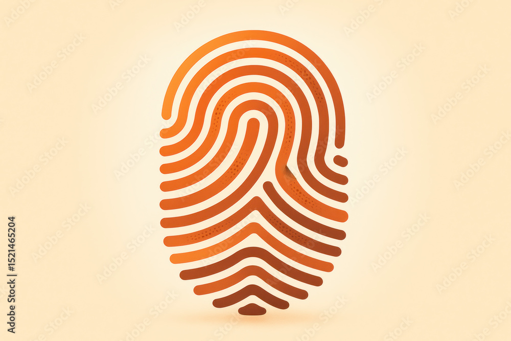 Poster identity and security concepts are illustrated through a stylized fingerprint symbolizing authentica