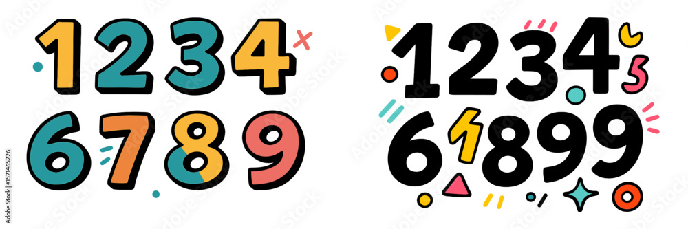 Poster Colorful numbers in playful design showcase creativity and fun in a bold display suitable for various artistic projects