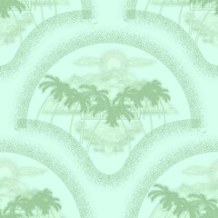 Simple summer pattern, green colors. Seamless floral pattern-737.