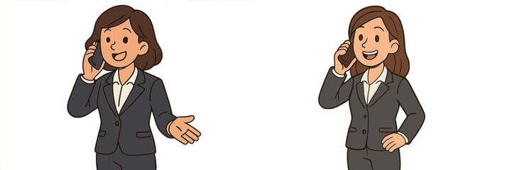 Business professional engaged in phone conversation with confident expressions and gestures