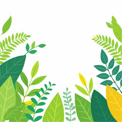 Vector illustration in simple flat style with copy space for text - background with plants and leaves