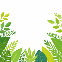 Vector illustration in simple flat style with copy space for text - background with plants and leaves