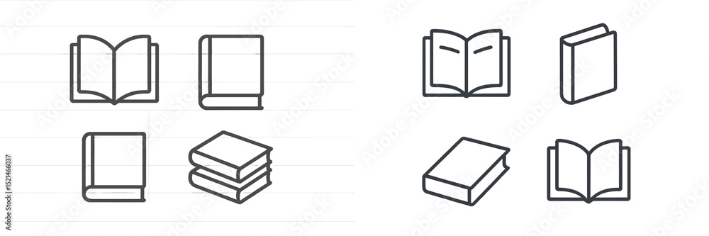 Leinwandbilder different types of book illustrations showing open and closed designs in a minimalist style