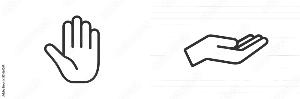 Poster Two distinct hand symbols representing stop and help often used in communication and signage