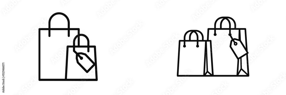 Poster shopping bags displayed in minimalist design on white background showcasing various sizes and styles