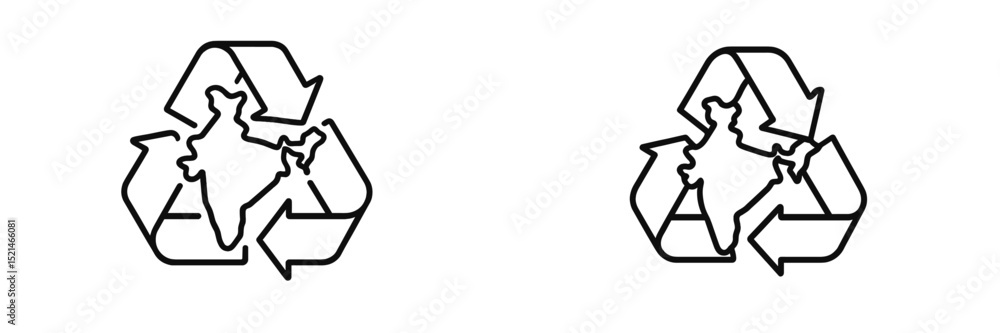 Poster Recycling symbol featuring the map of India with arrows representing sustainable practices in environmental awareness