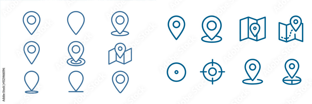 Fototapete Various designs of location markers and maps for digital navigation and geolocation services