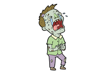 Obraz premium Cartoon Zombie Character Illustration Weeping Undead Creature Design, Halloween Clipart, Horror Comic Style