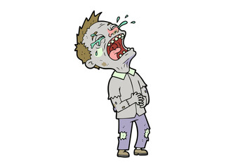 Cartoon Zombie Character Illustration Weeping, Sobbing, Distressed Undead Figure in Distress