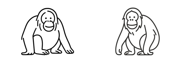 Obraz premium Two cartoon monkeys sitting side by side in a minimalist style with simple lines and soft expressions