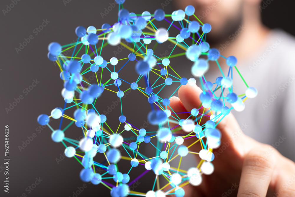 Poster abstract image of a complex network. ideal for tech, science, and connection concepts.