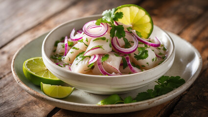 A Peruvian ceviche with lime-marinated fish
