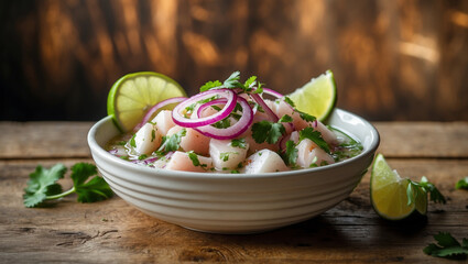 A Peruvian ceviche with lime-marinated fish