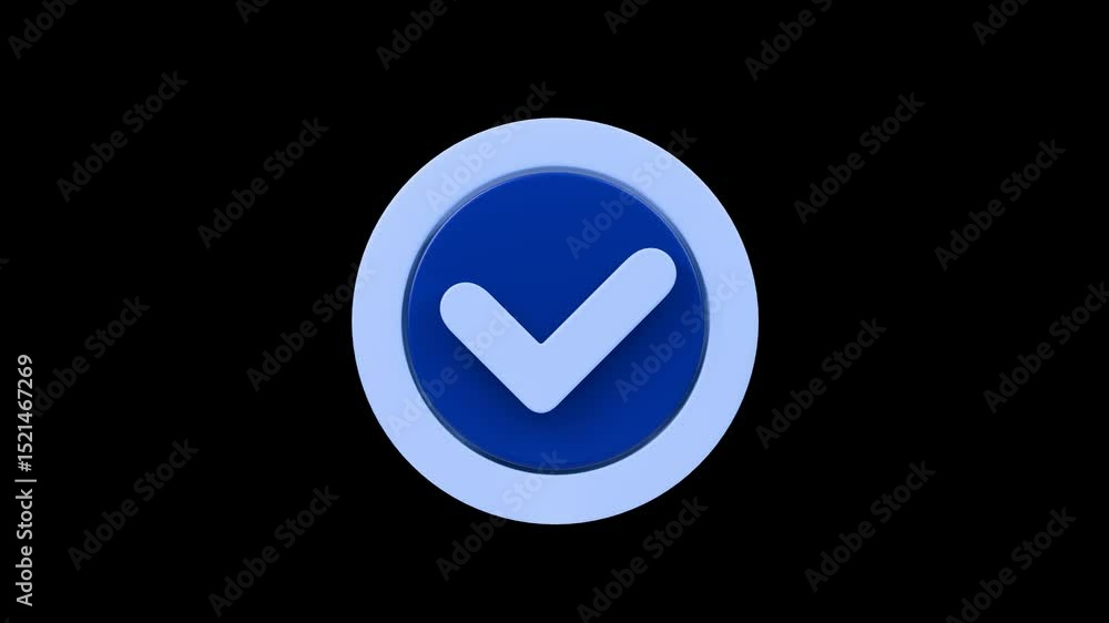 Fototapete check mark tick box icon simple looped from side to side animation. transparent backgound. 3d render