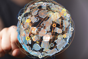 Abstract image of a global network, showcasing interconnectedness and data flow. Ideal for tech,...