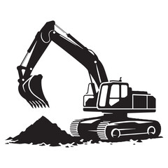 Clean lines Excavator silhouette with bucket attachment – Excavator illustration – Minimalist Excavator vector – Vehicle silhouette

