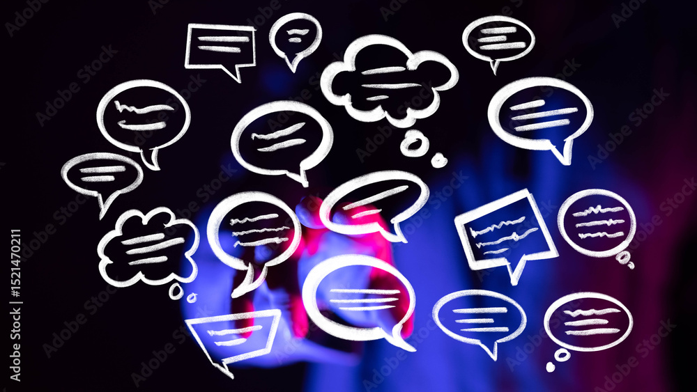 Aufkleber abstract image of speech bubbles, symbolizing communication, ideas, and networking.