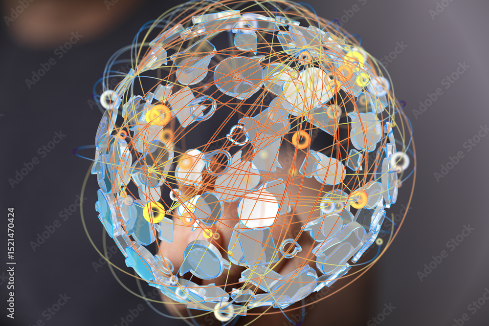 Poster abstract image of a global network, illustrating connections and interdependencies.