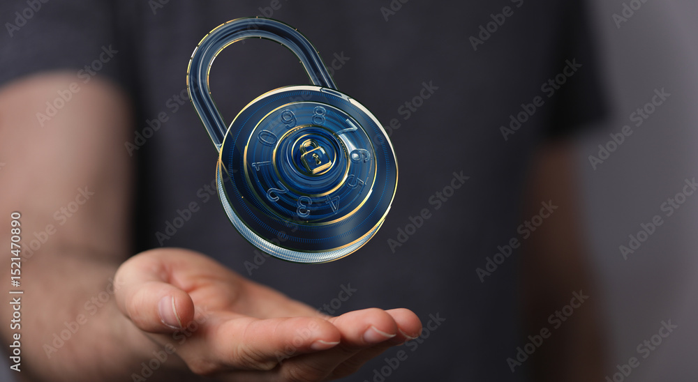 Poster Secure your data with robust digital encryption.  Cybersecurity and online safety.