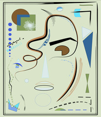  pale background.abstract face expressionism art style,