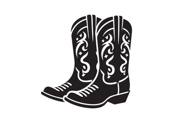 Cowboy boots Silhouette Black Vector