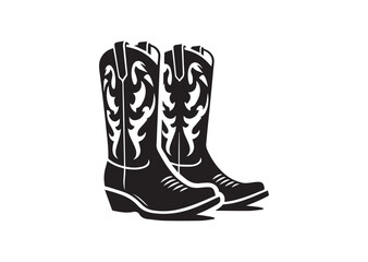Cowboy boots Silhouette Black Vector