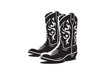 Cowboy boots Silhouette Black Vector