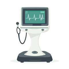 Modern Medical Heart Monitor Machine with Green Display for Vital Sign Analysis in Isolated White Background