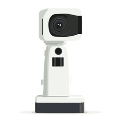 Modern White Digital Camera Device With Black Lens on A White Backdrop