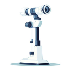 Ophthalmology Examination Equipment Slit Lamp Illustration on a White Background in Digital Vector Style Featuring Detailed Medical Optical Instrument
