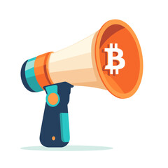 Orange and Beige Megaphone with Bitcoin Symbol for Cryptocurrency Communication