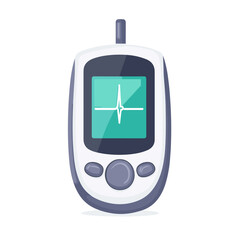 Isolated Blood Glucose Meter on White Background with Monitor Medical Device for Diabetes and Healthcare