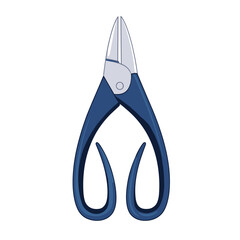 Isolated Blue Handled Scissors with Silver Blades on White Background Stationary Equipment