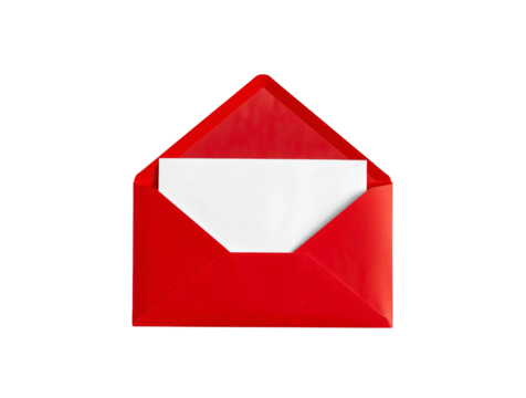 Red envelope with blank letter Inside isolated on transparent background - Powered by Adobe