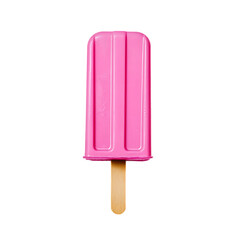 Pink-coated popsicle on a wooden stick