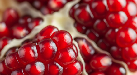 Vibrant Pomegranate Seeds Bursting With Juiciness Macro Close Up