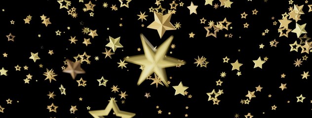 Beautiful image of gold stars falling against a black background. Perfect for celebrations,...