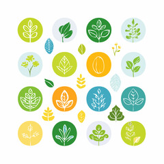 Vector set of logo design templates and graphic elements, organic cosmetic, floral illustration in simple linear hand drawn style, plants and flowers, natural products emblems