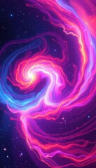 Abstract swirling nebula of vibrant, glowing energy with scattered stars, pattern, colorful