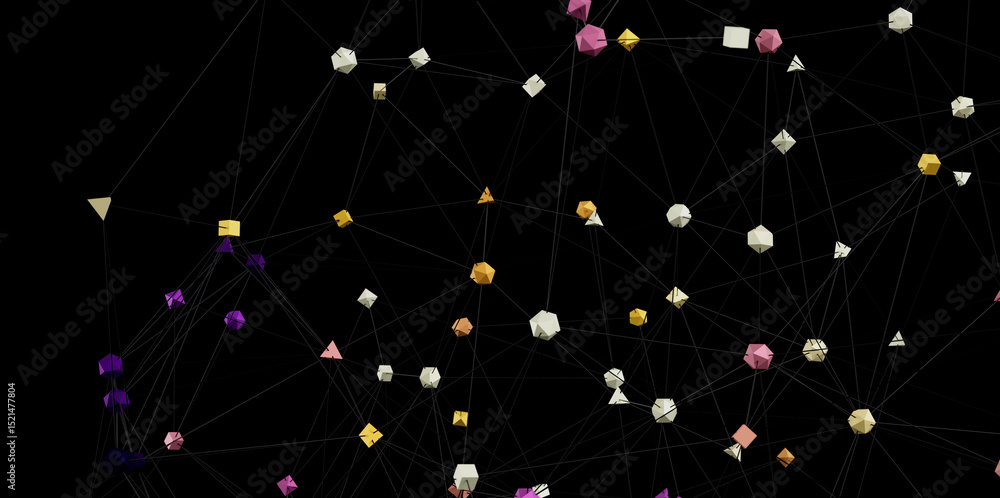Aufkleber Stock photo of abstract network.  Polygons connected by lines. Ideal for technology, data, and connection concepts.