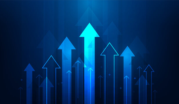 business graph finance growth with arrow up technology background. chart trend rise increase. vector illustration fantastic technology.
