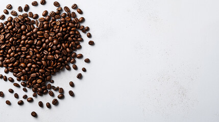 Naklejka premium Close-up of coffee beans on a white background for fresh, aromatic imagery