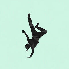 Dynamic Breakdancing Silhouette Low Poly Art Design