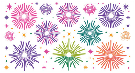 Festive Celebration Background With Abstract Fireworks And Colorful Stars Illustration Design