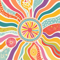 Vector backgrounds in groovy psychedelic style - abstract backdrops and design templates