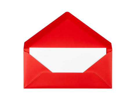 Red envelope with blank letter Inside isolated on transparent background - Powered by Adobe