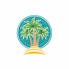 Vector logo and print design templates, summer palms, tropical hand drawn illustrations, tropical surfing concept, vacation and travel, palm trees and hippie boho elements